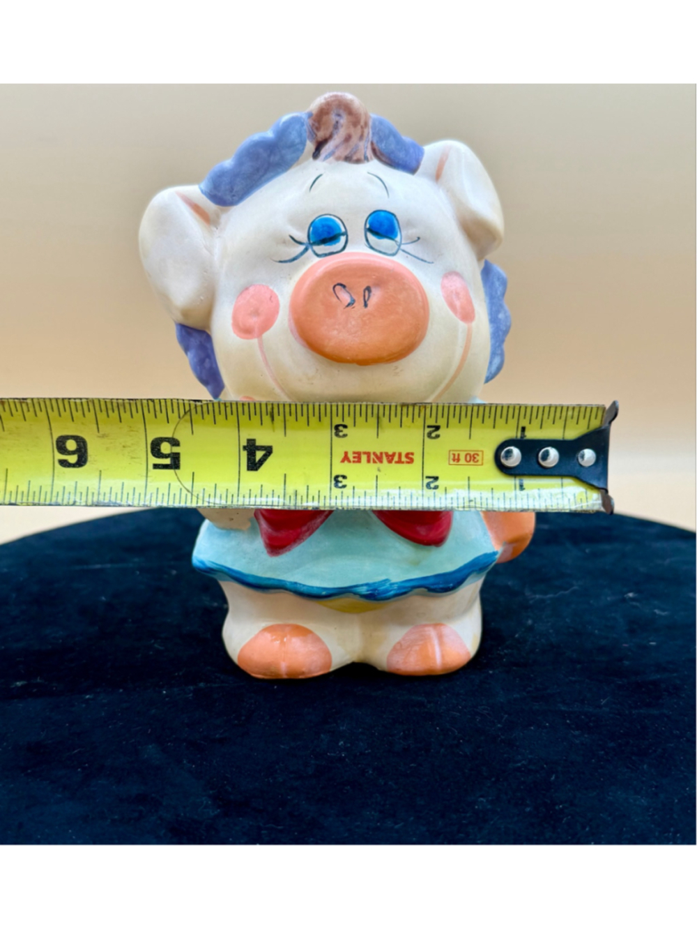 Vintage Chalkware Piggy Bank Hand Painted Whimsical Pig Coin Bank Made in China - Picture 15 of 15
